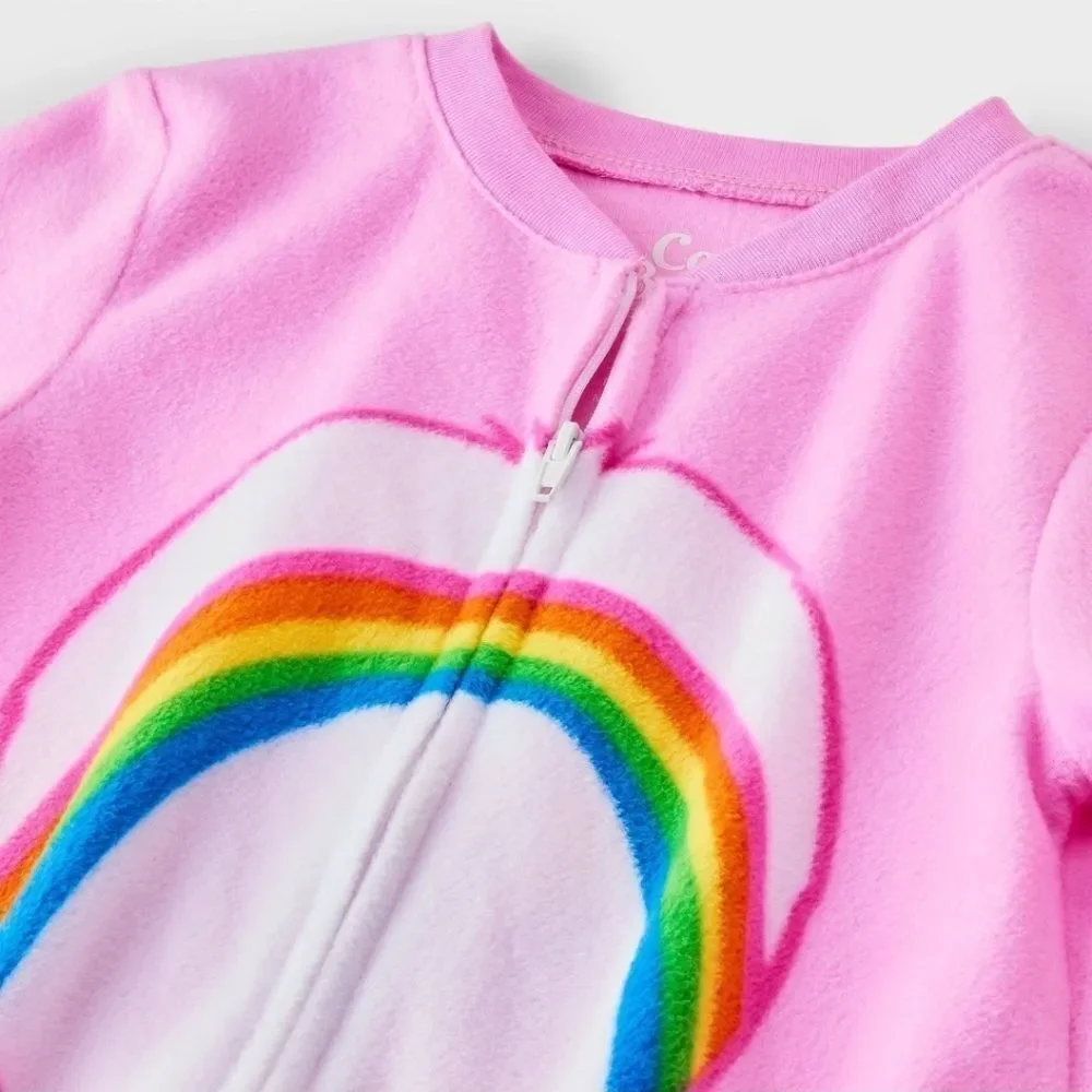 Nwt Toddler Girl's Care Bears Pink Blanket Sleeper Footed Pajama w Hat